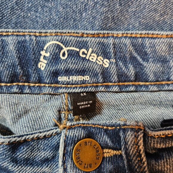 Art Class Girl's Size 6X Distressed Raw Hem Girlfriend Jeans - Picture 2 of 4